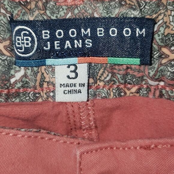 Boom Boom Jeans Orange/Pink Button Fly Jean Shorts 3 - Picture 4 of 4